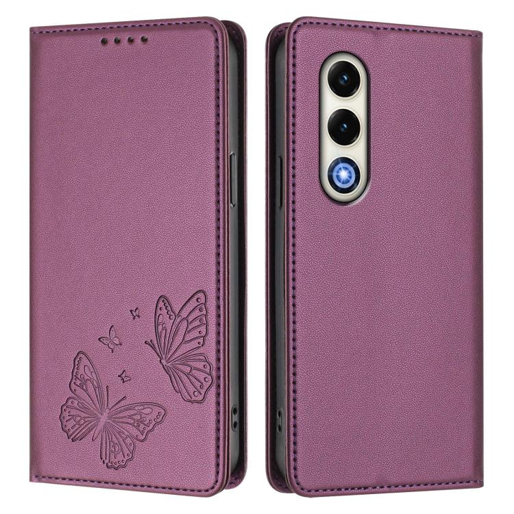 For Itel S25 Strong Magnetic Dual Butterfly RFID Vegan Leather Phone Case