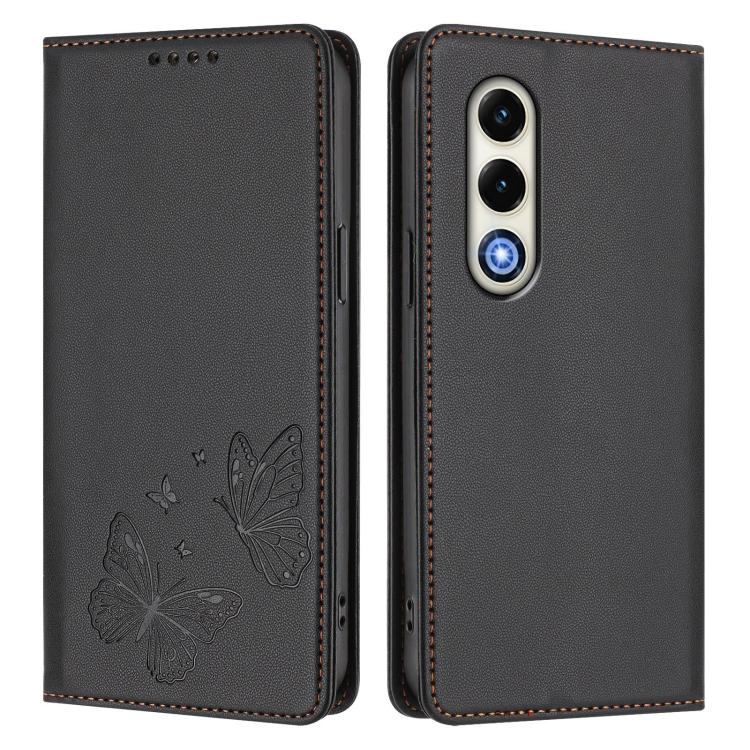 For Itel S25 Strong Magnetic Dual Butterfly RFID Vegan Leather Phone Case