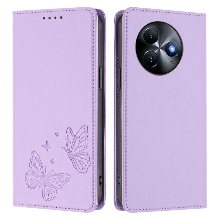 For Itel S24 Strong Magnetic Dual Butterfly RFID Vegan Leather Phone Case