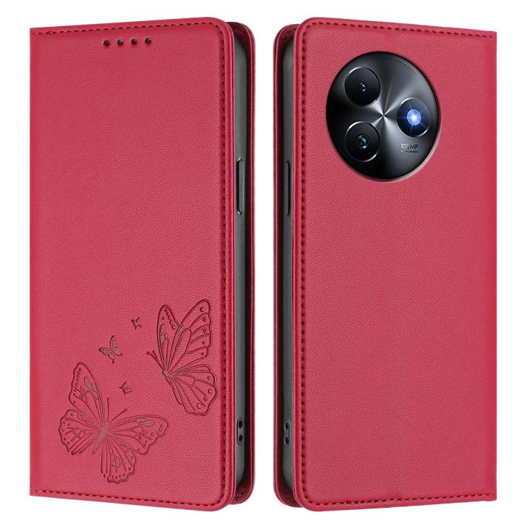 For Itel S24 Strong Magnetic Dual Butterfly RFID Vegan Leather Phone Case