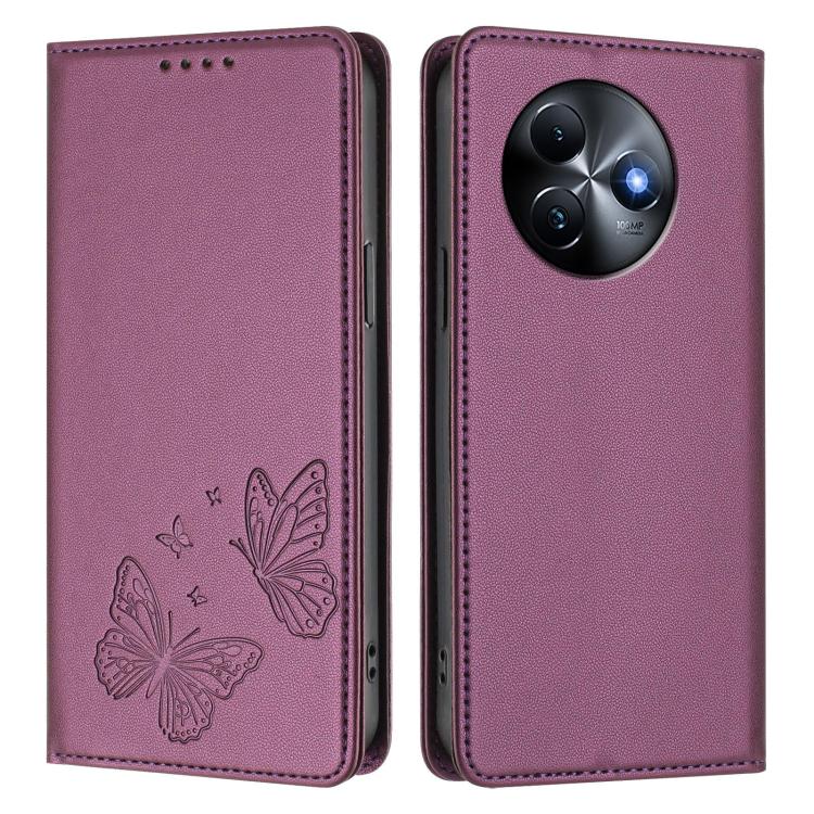 For Itel S24 Strong Magnetic Dual Butterfly RFID Vegan Leather Phone Case