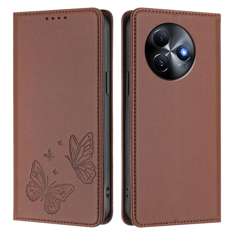 For Itel S24 Strong Magnetic Dual Butterfly RFID Vegan Leather Phone Case