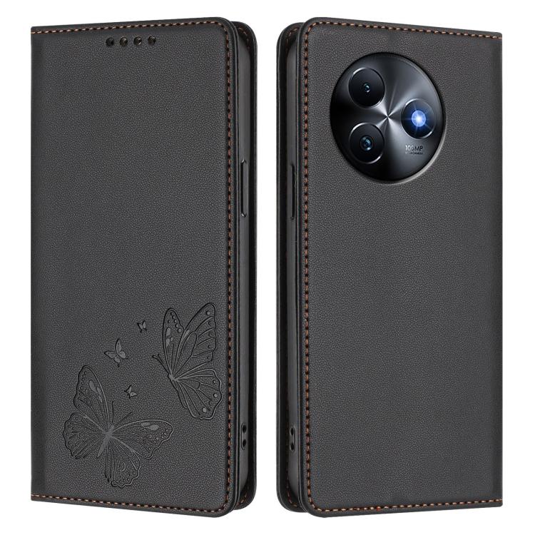 For Itel S24 Strong Magnetic Dual Butterfly RFID Vegan Leather Phone Case