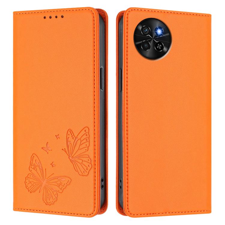 For Itel S23 Strong Magnetic Dual Butterfly RFID Vegan Leather Phone Case