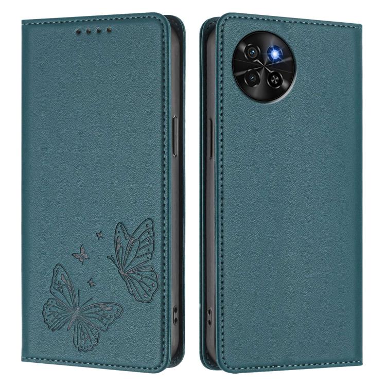 For Itel S23 Strong Magnetic Dual Butterfly RFID Vegan Leather Phone Case