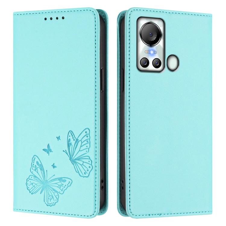 For Itel S18 / Itel Vision 5 Strong Magnetic Dual Butterfly RFID Vegan Leather Phone Case