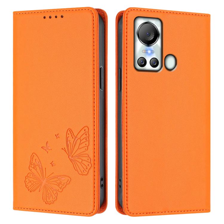 For Itel S18 / Itel Vision 5 Strong Magnetic Dual Butterfly RFID Vegan Leather Phone Case