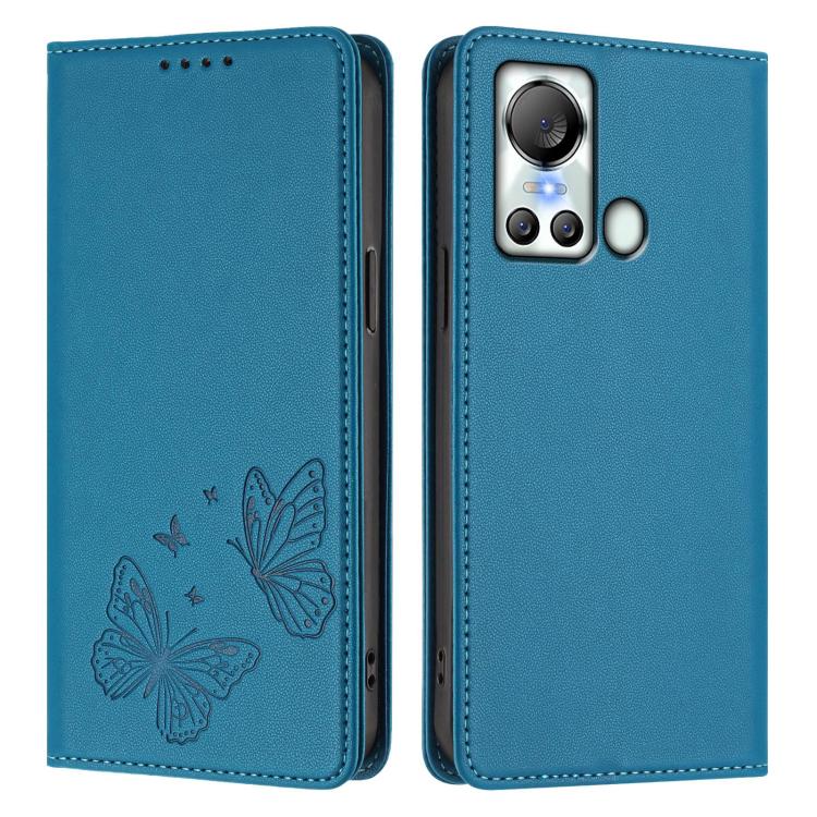 For Itel S18 / Itel Vision 5 Strong Magnetic Dual Butterfly RFID Vegan Leather Phone Case