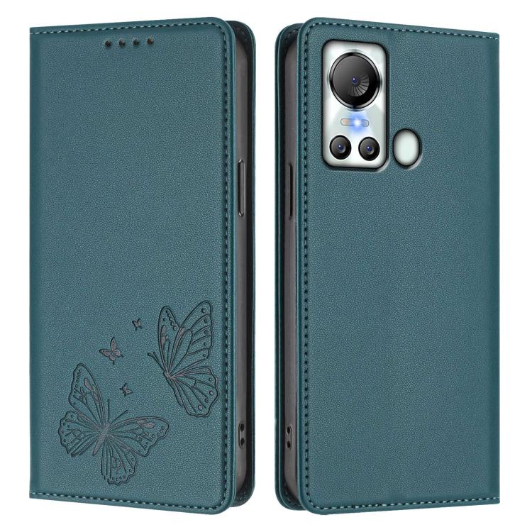 For Itel S18 / Itel Vision 5 Strong Magnetic Dual Butterfly RFID Vegan Leather Phone Case