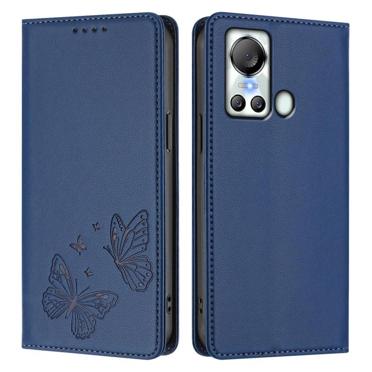 For Itel S18 / Itel Vision 5 Strong Magnetic Dual Butterfly RFID Vegan Leather Phone Case