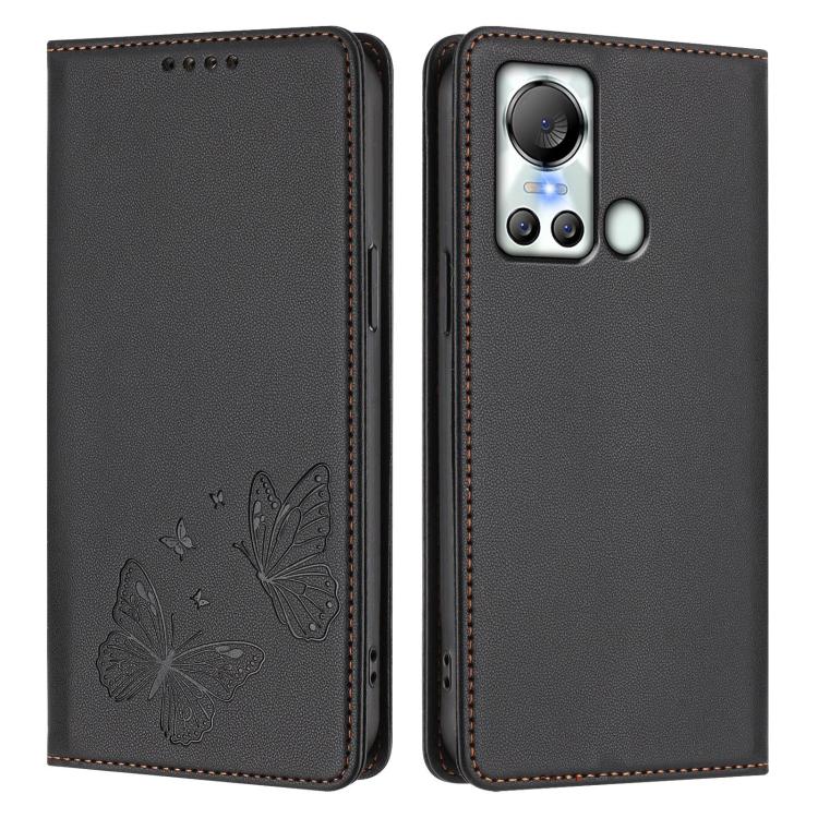 For Itel S18 / Itel Vision 5 Strong Magnetic Dual Butterfly RFID Vegan Leather Phone Case