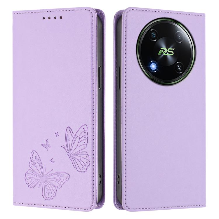 For Itel RS4 Strong Magnetic Dual Butterfly RFID Vegan Leather Phone Case
