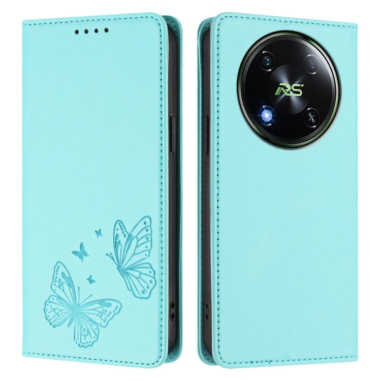 For Itel RS4 Strong Magnetic Dual Butterfly RFID Vegan Leather Phone Case