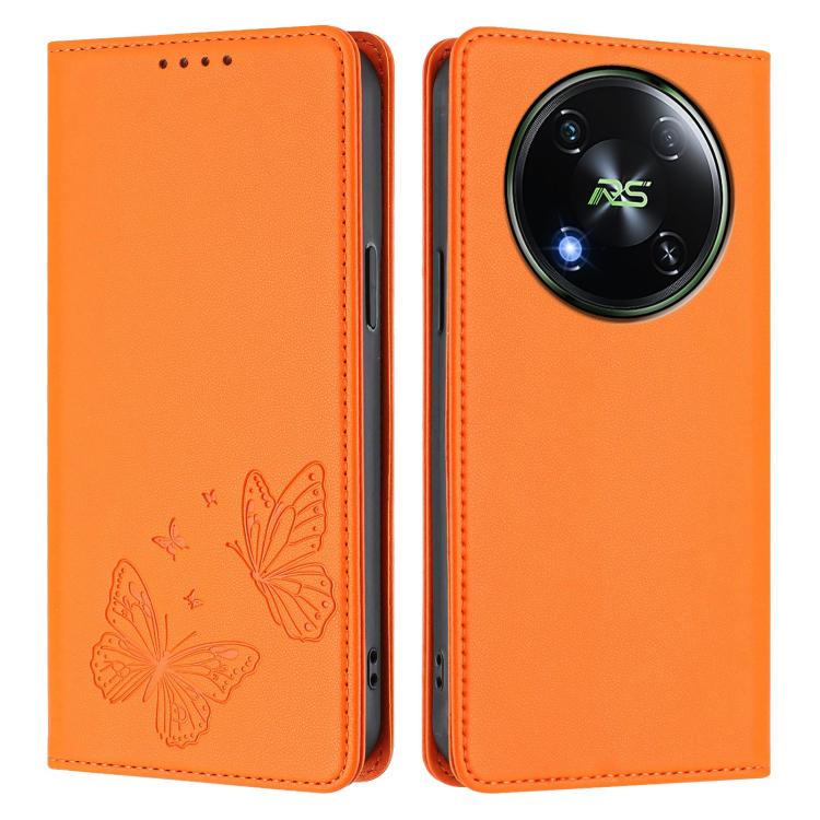 For Itel RS4 Strong Magnetic Dual Butterfly RFID Vegan Leather Phone Case