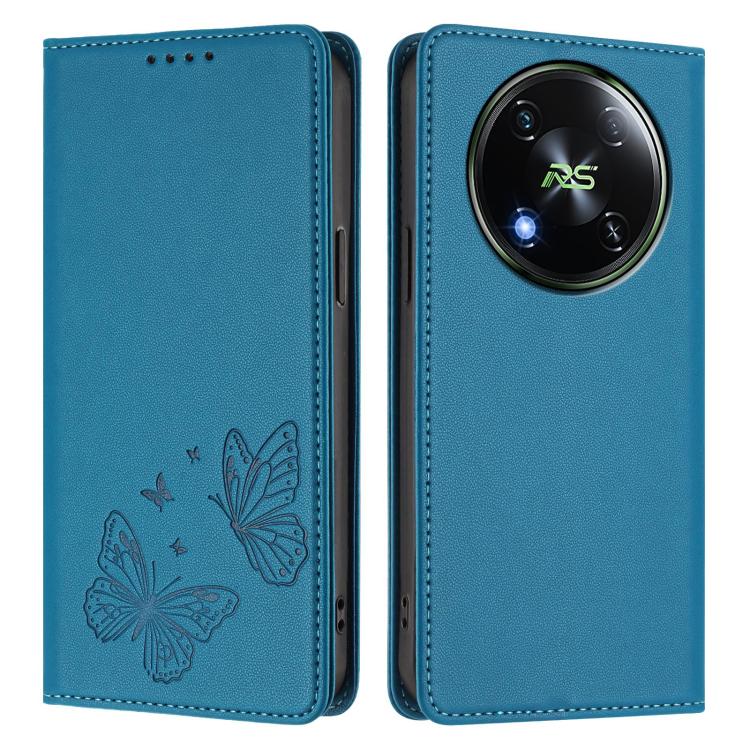 For Itel RS4 Strong Magnetic Dual Butterfly RFID Vegan Leather Phone Case