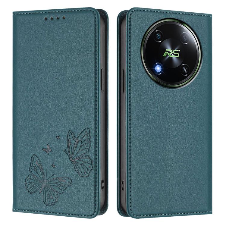 For Itel RS4 Strong Magnetic Dual Butterfly RFID Vegan Leather Phone Case