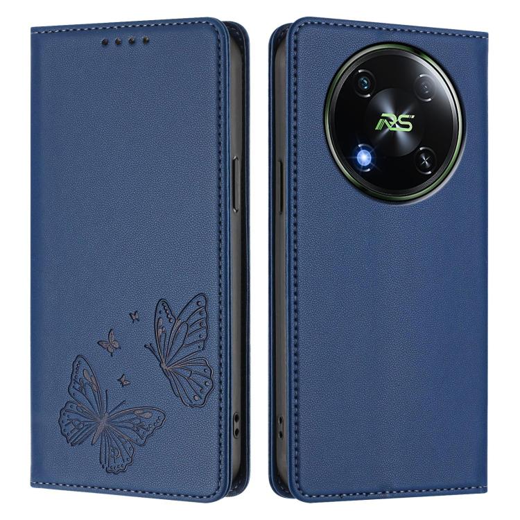 For Itel RS4 Strong Magnetic Dual Butterfly RFID Vegan Leather Phone Case