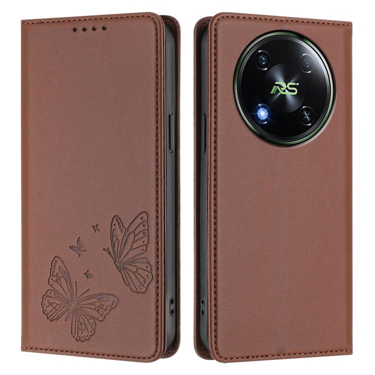 For Itel RS4 Strong Magnetic Dual Butterfly RFID Vegan Leather Phone Case