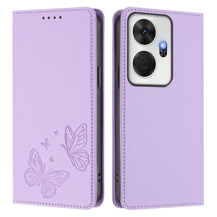 For Itel P55+ Strong Magnetic Dual Butterfly RFID Vegan Leather Phone Case