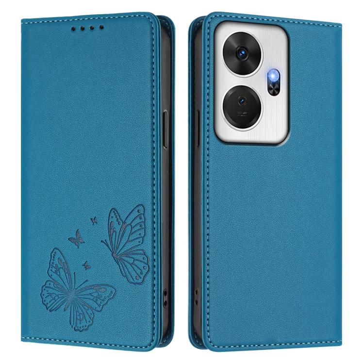 For Itel P55+ Strong Magnetic Dual Butterfly RFID Vegan Leather Phone Case