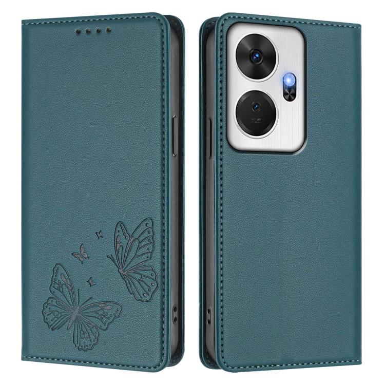 For Itel P55+ Strong Magnetic Dual Butterfly RFID Vegan Leather Phone Case