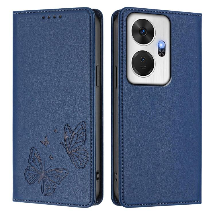 For Itel P55+ Strong Magnetic Dual Butterfly RFID Vegan Leather Phone Case