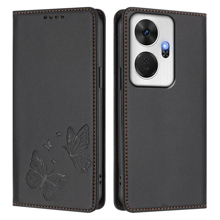 For Itel P55+ Strong Magnetic Dual Butterfly RFID Vegan Leather Phone Case