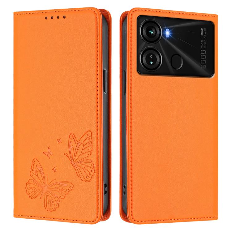 For Itel P40 Strong Magnetic Dual Butterfly RFID Vegan Leather Phone Case