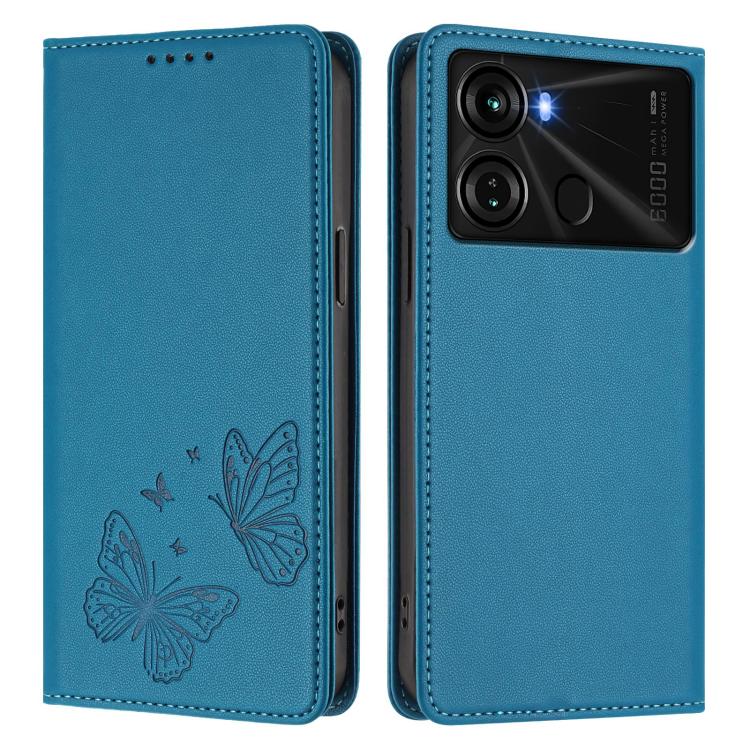 For Itel P40 Strong Magnetic Dual Butterfly RFID Vegan Leather Phone Case