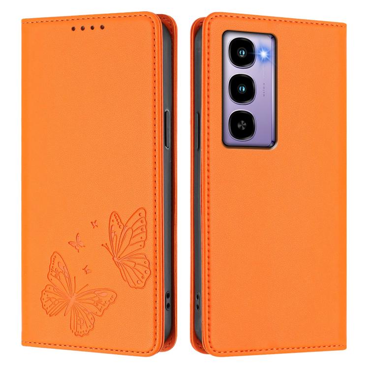 For Itel City 100 Strong Magnetic Dual Butterfly RFID Vegan Leather Phone Case