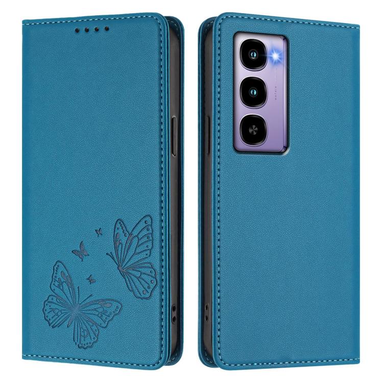 For Itel City 100 Strong Magnetic Dual Butterfly RFID Vegan Leather Phone Case