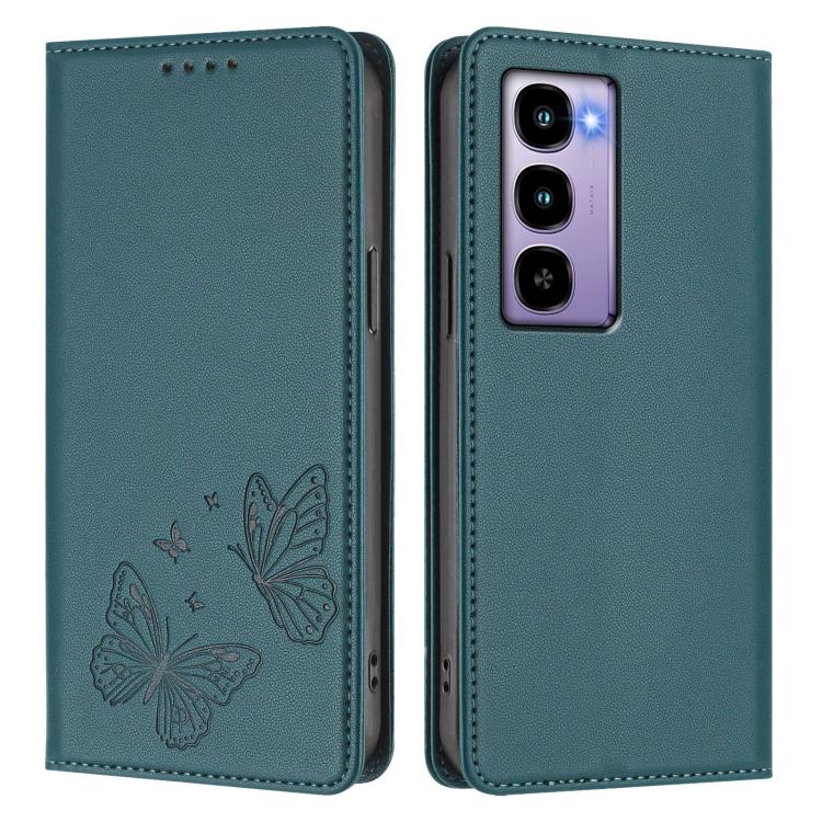For Itel City 100 Strong Magnetic Dual Butterfly RFID Vegan Leather Phone Case
