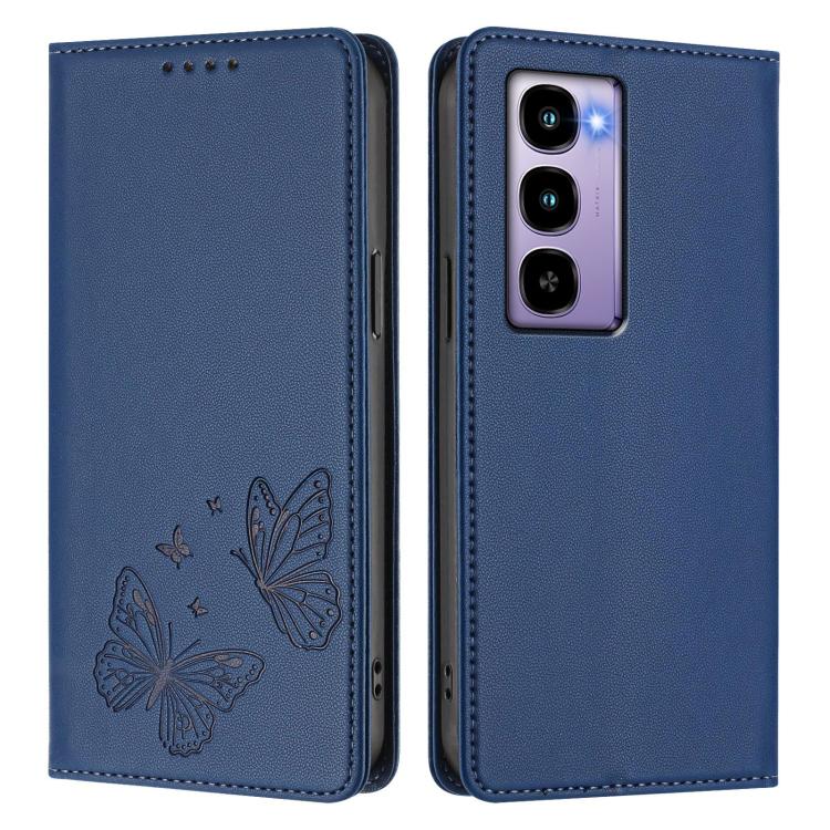 For Itel City 100 Strong Magnetic Dual Butterfly RFID Vegan Leather Phone Case
