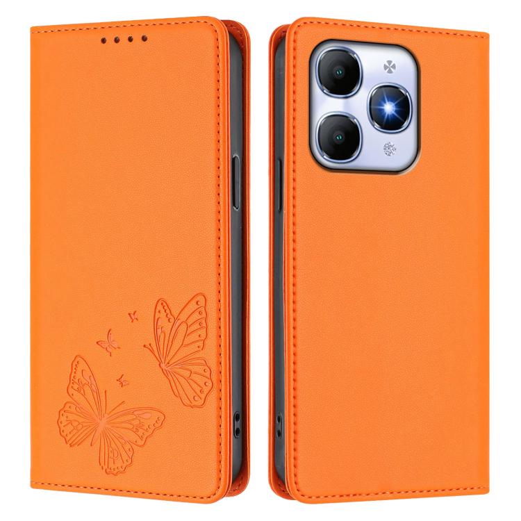 For Itel A90 4G Strong Magnetic Dual Butterfly RFID Vegan Leather Phone Case