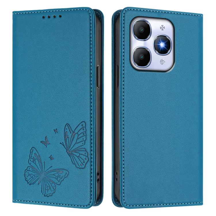 For Itel A90 4G Strong Magnetic Dual Butterfly RFID Vegan Leather Phone Case