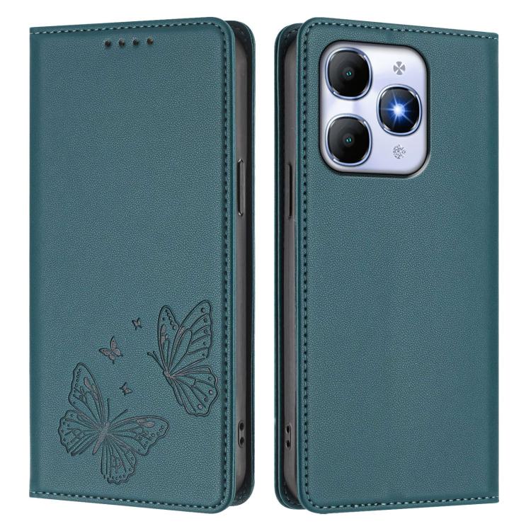 For Itel A90 4G Strong Magnetic Dual Butterfly RFID Vegan Leather Phone Case