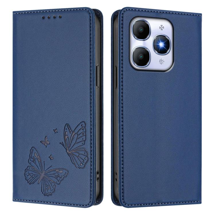 For Itel A90 4G Strong Magnetic Dual Butterfly RFID Vegan Leather Phone Case