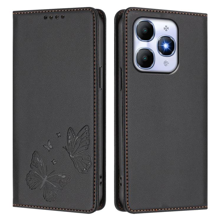 For Itel A90 4G Strong Magnetic Dual Butterfly RFID Vegan Leather Phone Case