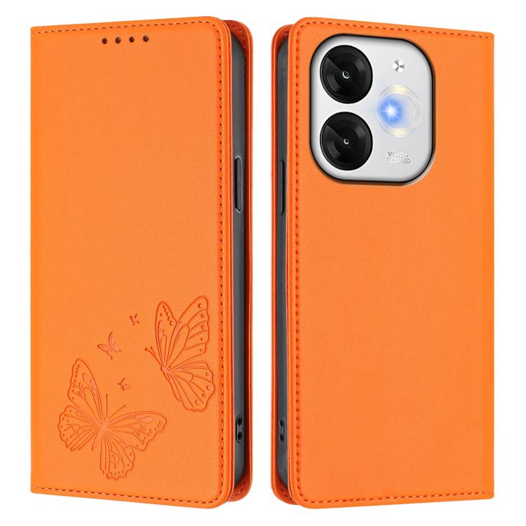 For Itel A80 Strong Magnetic Dual Butterfly RFID Vegan Leather Phone Case