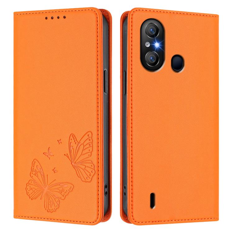 For Itel A58 Lite / Itel A49 Play Strong Magnetic Dual Butterfly RFID Vegan Leather Phone Case