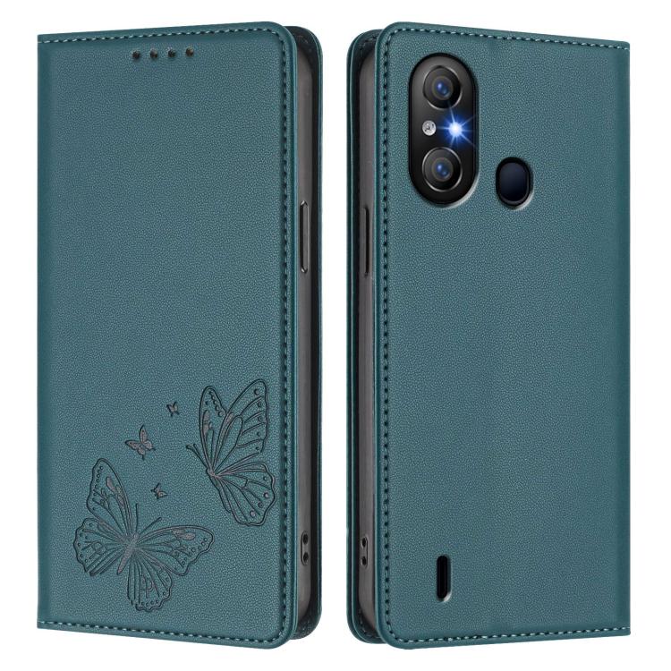 For Itel A58 Lite / Itel A49 Play Strong Magnetic Dual Butterfly RFID Vegan Leather Phone Case