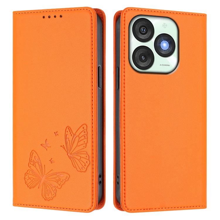 For Itel A50 Strong Magnetic Dual Butterfly RFID Vegan Leather Phone Case