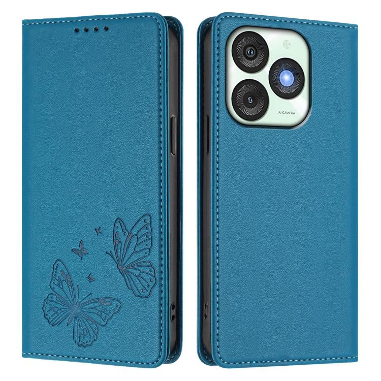 For Itel A50 Strong Magnetic Dual Butterfly RFID Vegan Leather Phone Case
