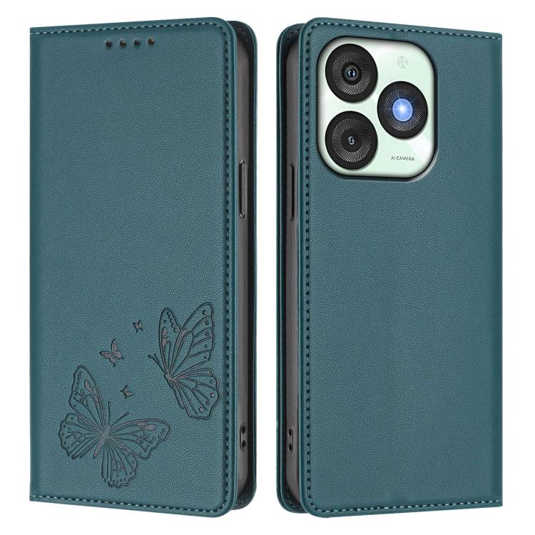 For Itel A50 Strong Magnetic Dual Butterfly RFID Vegan Leather Phone Case