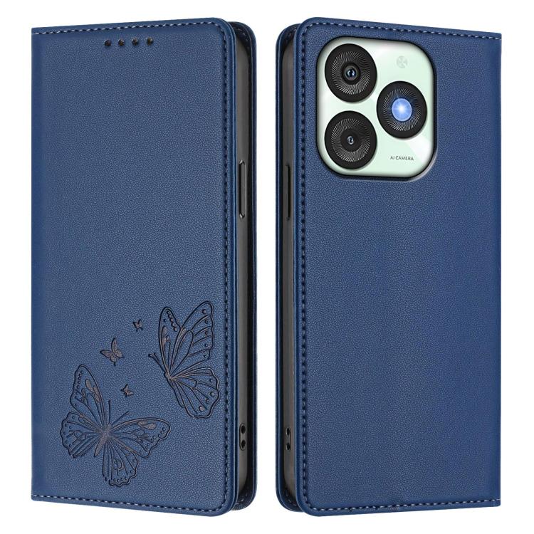 For Itel A50 Strong Magnetic Dual Butterfly RFID Vegan Leather Phone Case