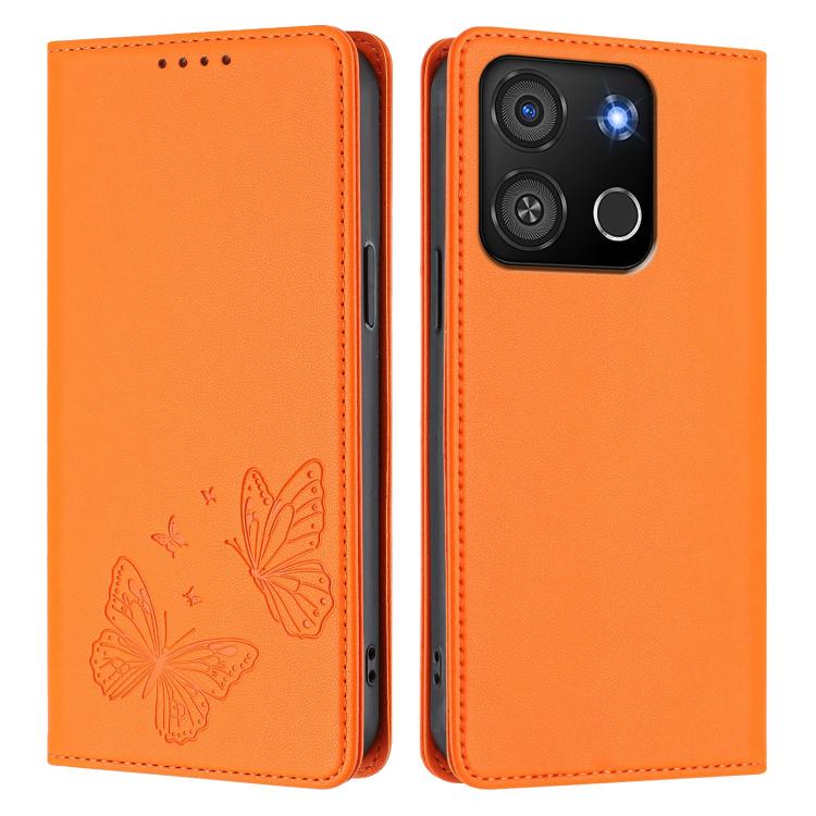 For Itel A05s Strong Magnetic Dual Butterfly RFID Vegan Leather Phone Case