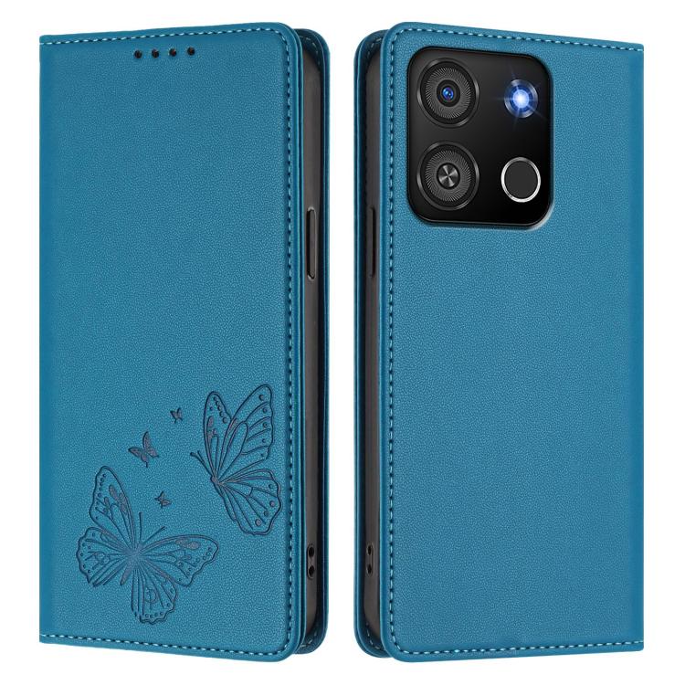 For Itel A05s Strong Magnetic Dual Butterfly RFID Vegan Leather Phone Case
