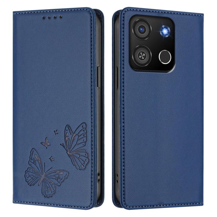 For Itel A05s Strong Magnetic Dual Butterfly RFID Vegan Leather Phone Case