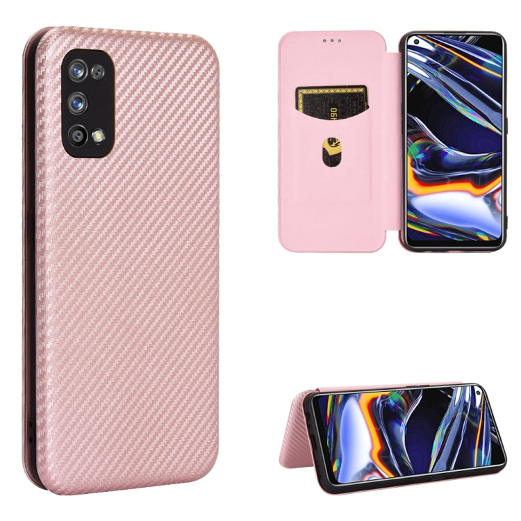 For OPPO Realme 7 Pro Carbon Fiber Texture Horizontal Flip TPU + PC + PU Leather Case with Card Slot