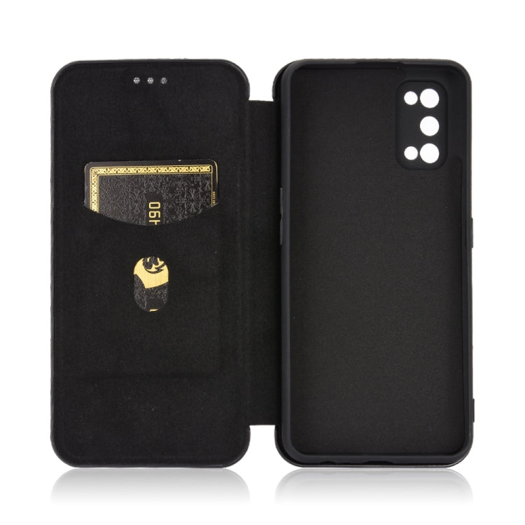 For OPPO Realme 7 Pro Carbon Fiber Texture Horizontal Flip TPU + PC + PU Leather Case with Card Slot